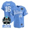 Casey Cook Jersey #16 North Carolina Tar Heels 2024 College World Series Vapor Premier Limited NCAA Baseball Stitched Blue Pinstripe