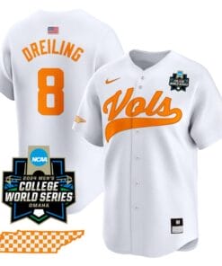 Dylan Dreiling Jersey #8 Tennessee Volunteers 2024 College World Series Vapor Premier Limited NCAA Baseball Stitched White