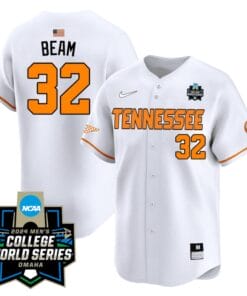 Drew Beam Jersey #32 Tennessee Volunteers 2024 College World Series Patch Vapor Premier Limited NCAA Baseball Stitched White