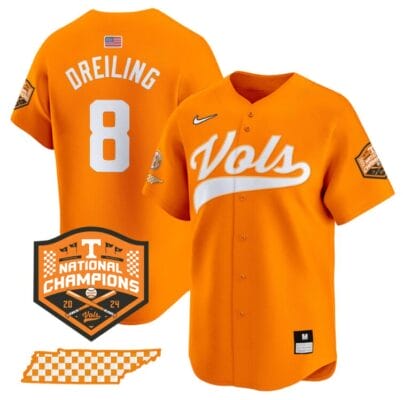 Dylan Dreiling Jersey #8 Tennessee Volunteers Baseball 2024 Champions Vapor Premier Limited Orange