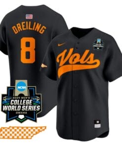 Dylan Dreiling Jersey #8 Tennessee Volunteers 2024 College World Series Vapor Premier Limited NCAA Baseball Stitched Black