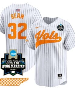 Drew Beam Jersey #32 Tennessee Volunteers 2024 College World Series Vapor Premier Limited NCAA Baseball Stitched Pinstripe