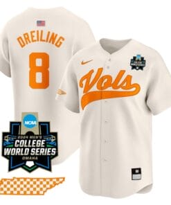 Dylan Dreiling Jersey #8 Tennessee Volunteers 2024 College World Series Vapor Premier Limited NCAA Baseball Stitched Cream