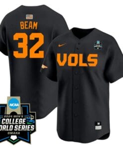 Drew Beam Jersey #32 Tennessee Volunteers 2024 College World Series Patch Vapor Premier Limited NCAA Baseball Stitched Black