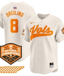 Dylan Dreiling Jersey #8 Tennessee Volunteers Baseball 2024 Champions Vapor Premier Limited Cream
