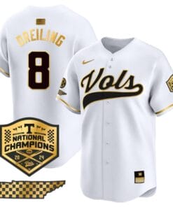 Dylan Dreiling Jersey #8 Tennessee Volunteers Baseball 2024 Champions Vapor Premier Limited White Gold