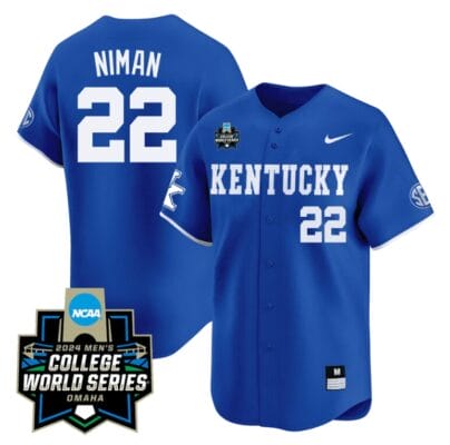 Dom Niman Jersey #22 Kentucky Wildcats 2024 College World Series Vapor Premier Limited NCAA Baseball Stitched Blue 8 Dom Niman Jersey #22 Kentucky Wildcats 2024 College World Series Vapor Premier Limited NCAA Baseball Stitched Blue
