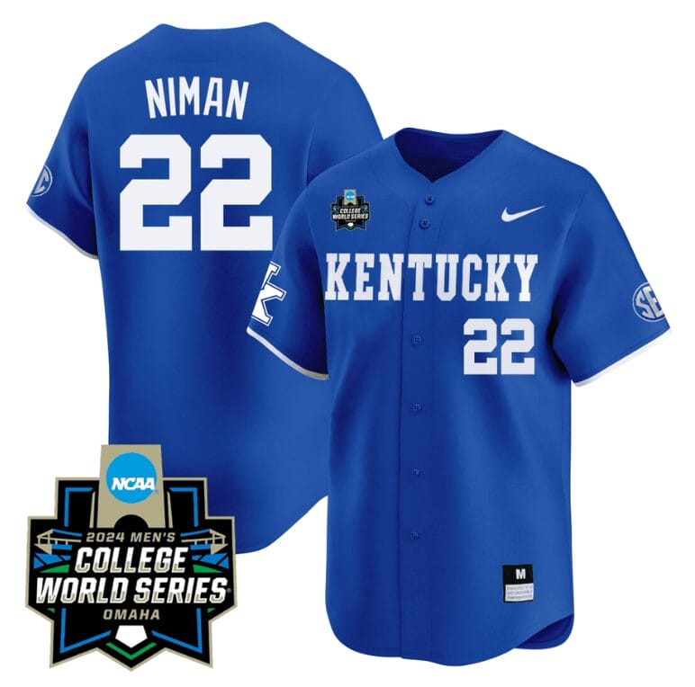 Dom Niman Jersey #22 Kentucky Wildcats 2024 College World Series Vapor Premier Limited NCAA Baseball Stitched Blue 1 Dom Niman Jersey #22 Kentucky Wildcats 2024 College World Series Vapor Premier Limited NCAA Baseball Stitched Blue