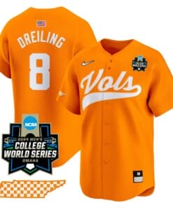 Dylan Dreiling Jersey #8 Tennessee Volunteers 2024 College World Series Vapor Premier Limited NCAA Baseball Stitched Orange