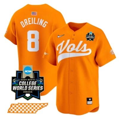 Dylan Dreiling Jersey #8 Tennessee Volunteers 2024 College World Series Vapor Premier Limited NCAA Baseball Stitched Orange 8 Dylan Dreiling Jersey #8 Tennessee Volunteers 2024 College World Series Vapor Premier Limited NCAA Baseball Stitched Orange