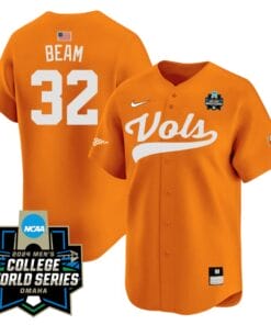 Drew Beam Jersey #32 Tennessee Volunteers 2024 College World Series Patch Vapor Premier Limited NCAA Baseball Stitched Orange