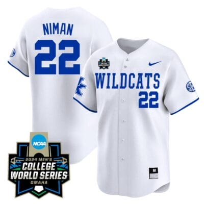 Dom Niman Jersey #22 Kentucky Wildcats 2024 College World Series Vapor Premier Limited NCAA Baseball Stitched Wildcats White