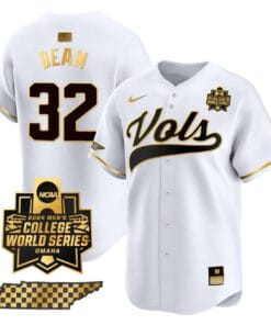 Drew Beam Jersey #32 Tennessee Volunteers 2024 College World Series Vapor Premier Limited NCAA Baseball Stitched White Gold