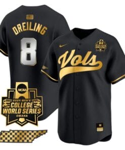 Dylan Dreiling Jersey #8 Tennessee Volunteers 2024 College World Series Vapor Premier Limited NCAA Baseball Stitched Black Gold