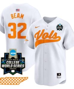 Drew Beam Jersey #32 Tennessee Volunteers 2024 College World Series Vapor Premier Limited NCAA Baseball Stitched White
