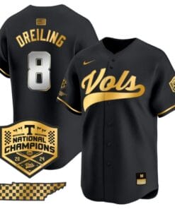 Dylan Dreiling Jersey #8 Tennessee Volunteers Baseball 2024 Champions Vapor Premier Limited Black Gold