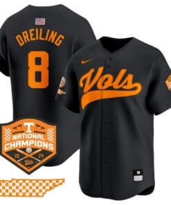 Dylan Dreiling Jersey #8 Tennessee Volunteers Baseball 2024 Champions Vapor Premier Limited Black