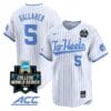 Gavin Gallaher Jersey #5 North Carolina Tar Heels 2024 College World Series Vapor Premier Limited NCAA Baseball Stitched White Pinstripe