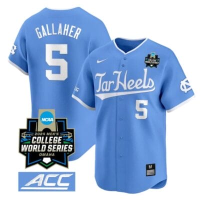 Gavin Gallaher Jersey #5 North Carolina Tar Heels 2024 College World Series Vapor Premier Limited NCAA Baseball Stitched Blue