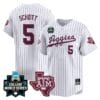 Hayden Schott Jersey #5 Texas AM Aggies 2024 College World Series Vapor Premier Limited NCAA Baseball Stitched White Pinstripe