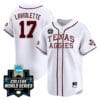 Jace Laviolette Jersey #17 Texas AM Aggies 2024 College World Series Vapor Premier Limited NCAA Baseball Stitched White Alternate