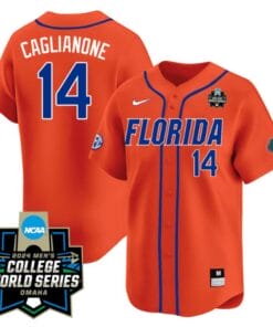 Jac Caglianone Jersey #14 Florida Gators 2024 College World Series Vapor Premier Limited NCAA Baseball Stitched Florida Orange