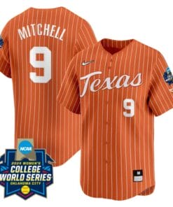 Joley Mitchell Jersey #9 Texas AM Aggies 2024 College World Series Patch Vapor Premier Limited NCAA Baseball Stitched Pinstripe Orange