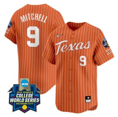 Joley Mitchell Jersey #9 Texas AM Aggies 2024 College World Series Patch Vapor Premier Limited NCAA Baseball Stitched Pinstripe Orange