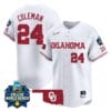 Jayda Coleman Jersey #24 Oklahoma Sooners 2024 College World Series Patch Vapor Premier Limited NCAA Baseball Stitched White