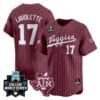 Jace Laviolette Jersey #17 Texas AM Aggies 2024 College World Series Vapor Premier Limited NCAA Baseball Stitched Maroon Pinstripe