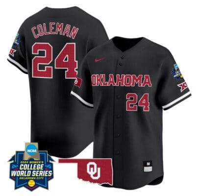 Jayda Coleman Jersey #24 Oklahoma Sooners 2024 College World Series Patch Vapor Premier Limited NCAA Baseball Stitched Black