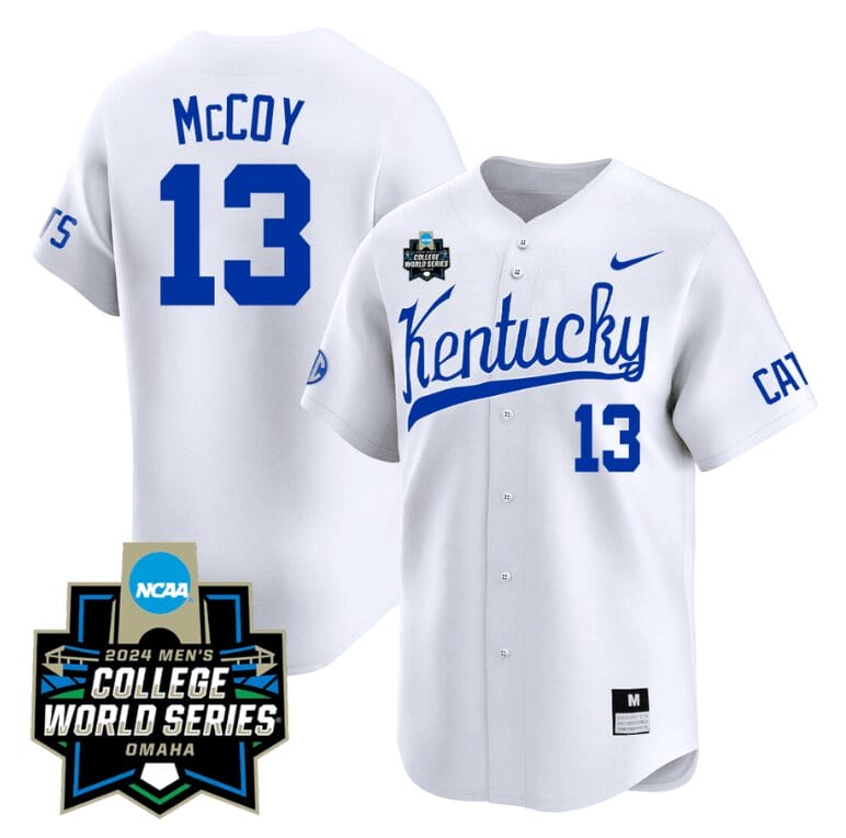 James McCOY Jersey #13 Kentucky Wildcats 2024 College World Series Vapor Premier Limited NCAA Baseball Stitched White 1 James McCOY Jersey #13 Kentucky Wildcats 2024 College World Series Vapor Premier Limited NCAA Baseball Stitched White