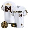 Jayda Coleman Jersey #24 Oklahoma Sooners 2024 College World Series Patch Vapor Premier Limited NCAA Baseball Stitched White Gold