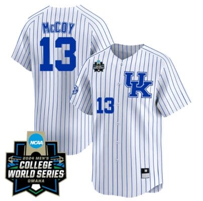 James McCOY Jersey #13 Kentucky Wildcats 2024 College World Series Vapor Premier Limited NCAA Baseball Stitched White Pinstripe 8 James McCOY Jersey #13 Kentucky Wildcats 2024 College World Series Vapor Premier Limited NCAA Baseball Stitched White Pinstripe