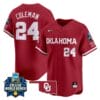 Jayda Coleman Jersey #24 Oklahoma Sooners 2024 College World Series Patch Vapor Premier Limited NCAA Baseball Stitched Crimson