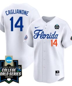 Jac Caglianone Jersey #14 Florida Gators 2024 College World Series Vapor Premier Limited NCAA Baseball Stitched Florida White