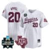 Jackson Appel Jersey #20 Texas AM Aggies 2024 College World Series Vapor Premier Limited NCAA Baseball Stitched White Pinstripe