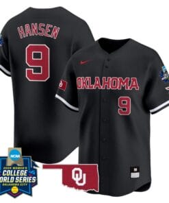 Kinzie Hansen Jersey #9 Oklahoma Sooners 2024 College World Series Patch Vapor Premier Limited NCAA Baseball Stitched Black
