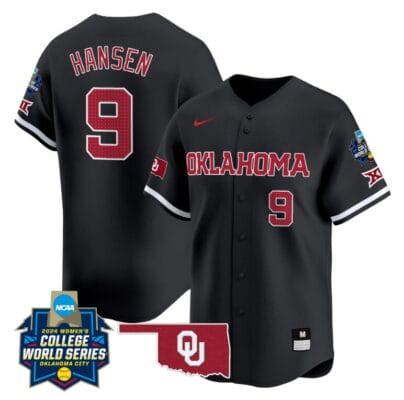Kinzie Hansen Jersey #9 Oklahoma Sooners 2024 College World Series Patch Vapor Premier Limited NCAA Baseball Stitched Black