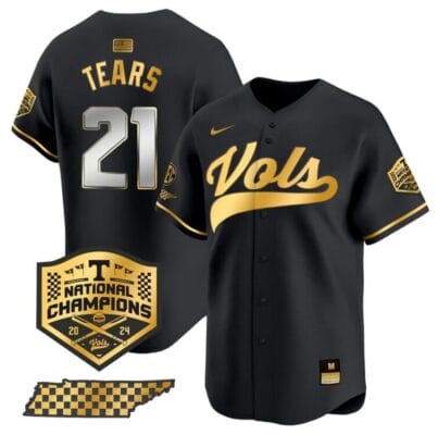 Kavares Tears Jersey #21 Tennessee Volunteers Baseball 2024 Champions Vapor Premier Limited Black Gold