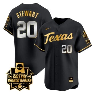 Katie Stewart Jersey #20 Texas AM Aggies 2024 College World Series Patch Vapor Premier Limited NCAA Baseball Stitched Black Gold
