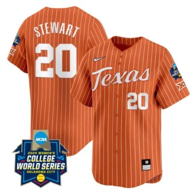 Katie Stewart Jersey #20 Texas AM Aggies 2024 College World Series Patch Vapor Premier Limited NCAA Baseball Stitched Pinstripe Orange