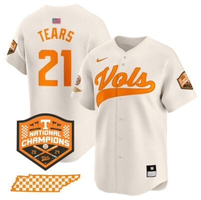 Kavares Tears Jersey #21 Tennessee Volunteers Baseball 2024 Champions Vapor Premier Limited Cream