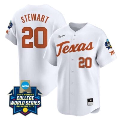 Katie Stewart Jersey #20 Texas AM Aggies 2024 College World Series Patch Vapor Premier Limited NCAA Baseball Stitched White