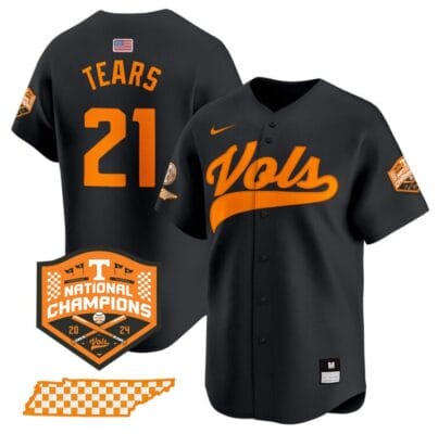 Kavares Tears Jersey #21 Tennessee Volunteers Baseball 2024 Champions Vapor Premier Limited Black
