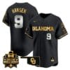 Kinzie Hansen Jersey #9 Oklahoma Sooners 2024 College World Series Patch Vapor Premier Limited NCAA Baseball Stitched Black Gold