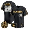 Kelly Maxwell Jersey #28 Oklahoma Sooners 2024 College World Series Patch Vapor Premier Limited NCAA Baseball Stitched Black Gold