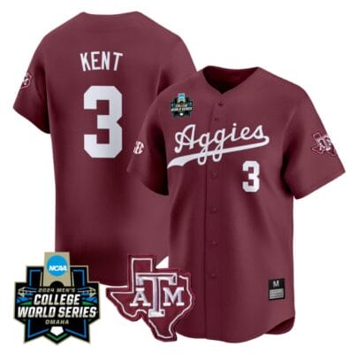 Kaeden Kent Jersey #3 Texas AM Aggies 2024 College World Series Vapor Premier Limited NCAA Baseball Stitched Maroon
