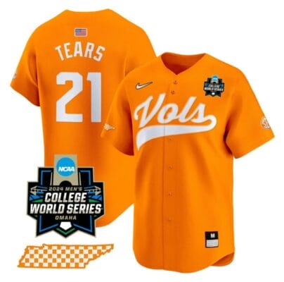 Kavares Tears Jersey #21 Tennessee Volunteers 2024 College World Series Vapor Premier Limited NCAA Baseball Stitched Orange 8 Kavares Tears Jersey #21 Tennessee Volunteers 2024 College World Series Vapor Premier Limited NCAA Baseball Stitched Orange