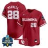 Kelly Maxwell Jersey #28 Oklahoma Sooners 2024 College World Series Patch Vapor Premier Limited NCAA Baseball Stitched Crimson